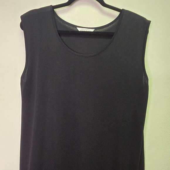 Misook XL Black Sleeveless Sheath Knit Midi Dress Minimalist Old Money Quiet Lux - Picture 4 of 8